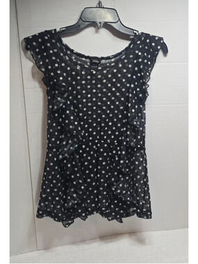 Women's Vanity Black & White Polka Dot Short Sleeve Tee M
